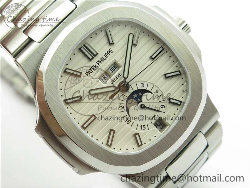 Nautilus 5726 V9F Best Edition White Dial Working Annual Calendar SS Bracelet A.324