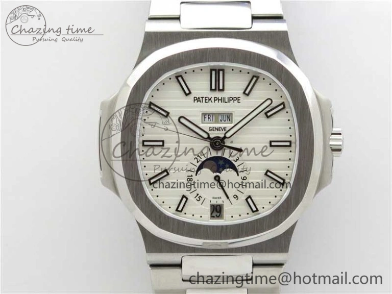Nautilus 5726 V9F Best Edition White Dial Working Annual Calendar SS Bracelet A.324