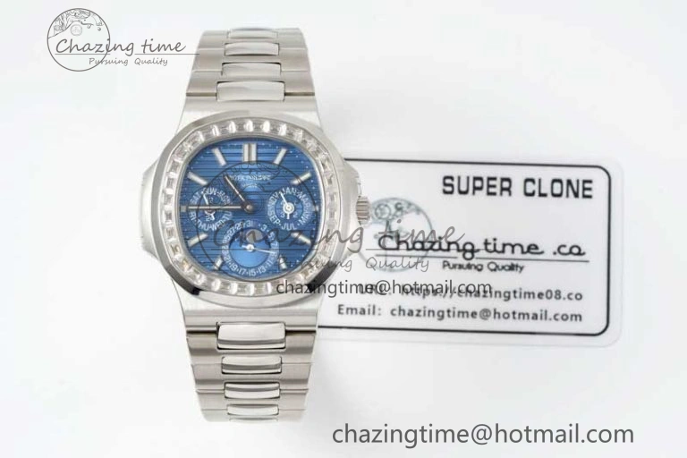 Nautilus 5740 SS GRF Best Edition Blue Dial Diamonds Bezel on SS Bracelet A240