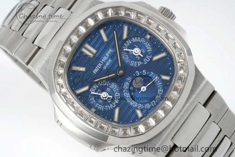 Nautilus 5740 SS GRF Best Edition Blue Dial Diamonds Bezel on SS Bracelet A240