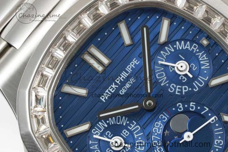 Nautilus 5740 SS GRF Best Edition Blue Dial Diamonds Bezel on SS Bracelet A240