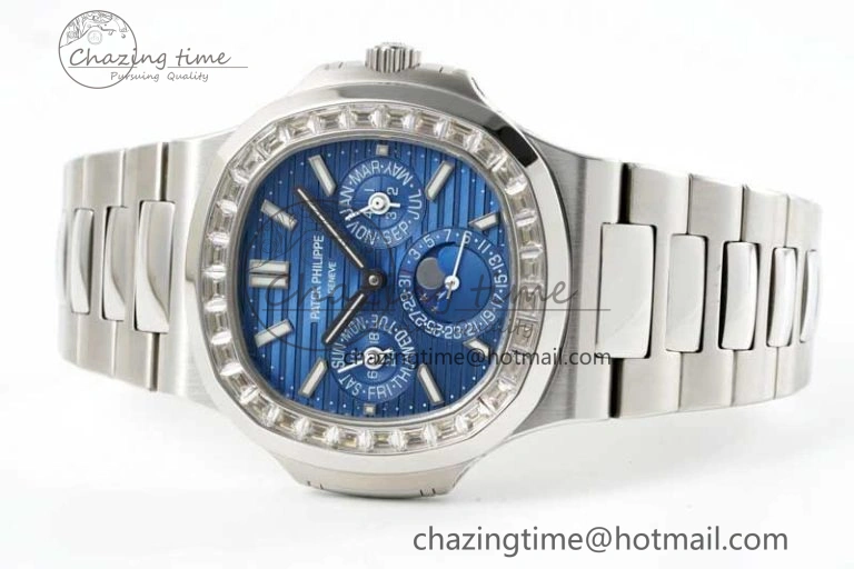 Nautilus 5740 SS GRF Best Edition Blue Dial Diamonds Bezel on SS Bracelet A240
