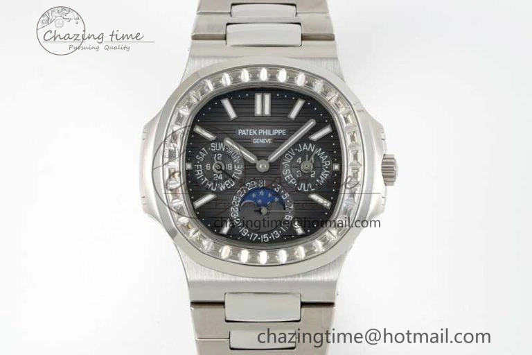 Nautilus 5740 SS GRF Best Edition Gray Dial Diamonds Bezel on SS Bracelet A240