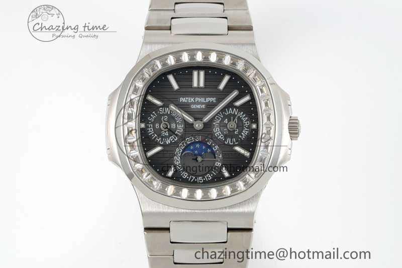 Nautilus 5740 SS GRF Best Edition Gray Dial Diamonds Bezel on SS Bracelet A240