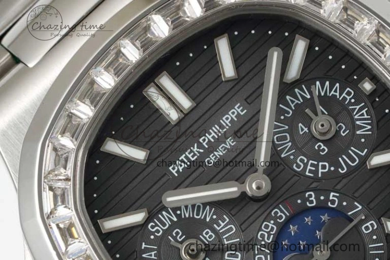 Nautilus 5740 SS GRF Best Edition Gray Dial Diamonds Bezel on SS Bracelet A240