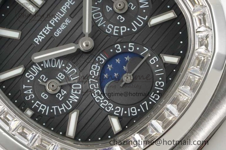 Nautilus 5740 SS GRF Best Edition Gray Dial Diamonds Bezel on SS Bracelet A240