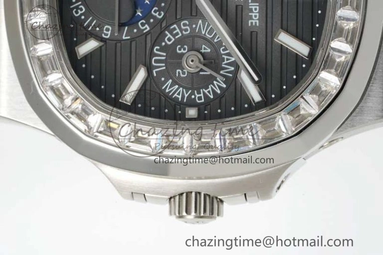 Nautilus 5740 SS GRF Best Edition Gray Dial Diamonds Bezel on SS Bracelet A240