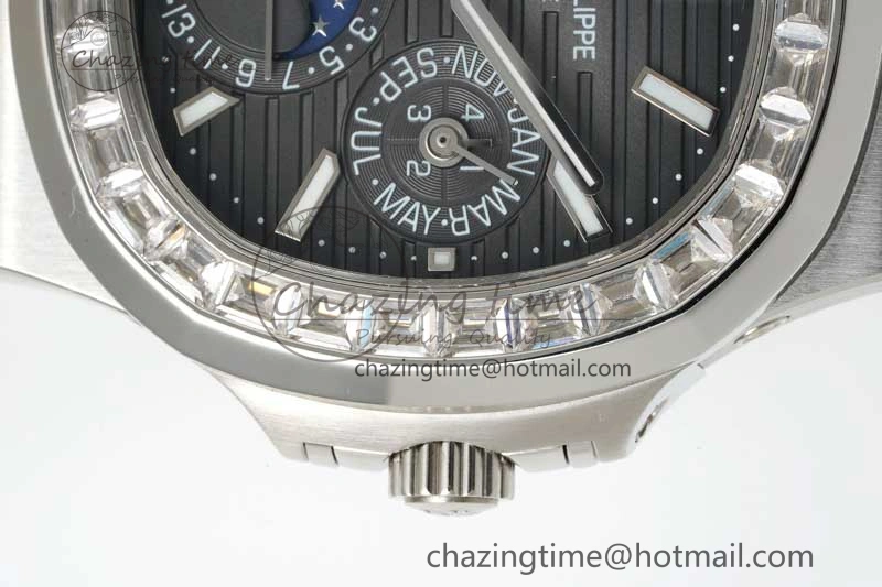 Nautilus 5740 SS GRF Best Edition Gray Dial Diamonds Bezel on SS Bracelet A240