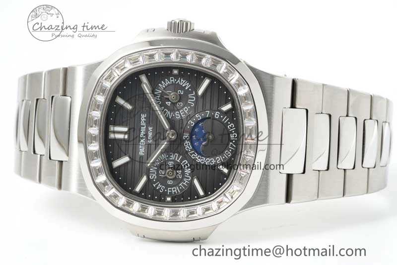 Nautilus 5740 SS GRF Best Edition Gray Dial Diamonds Bezel on SS Bracelet A240
