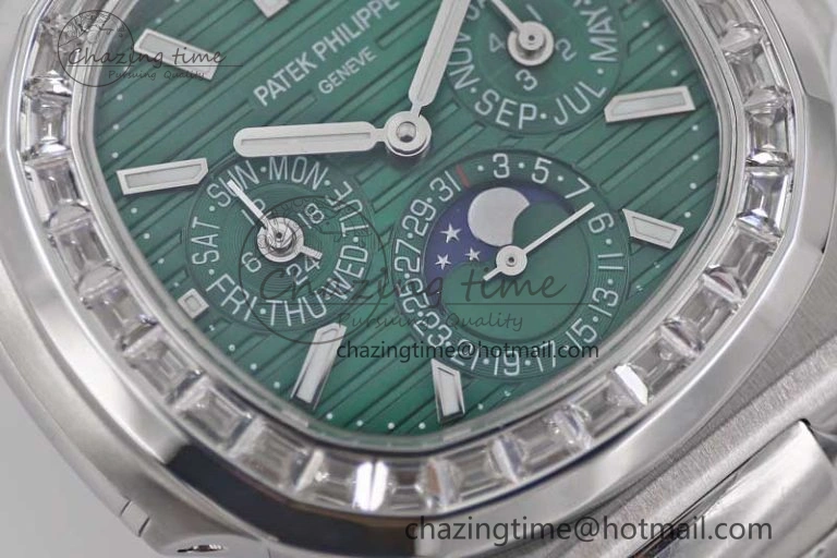 Nautilus 5740 SS GRF Best Edition Green Dial Diamonds Bezel on SS Bracelet A240