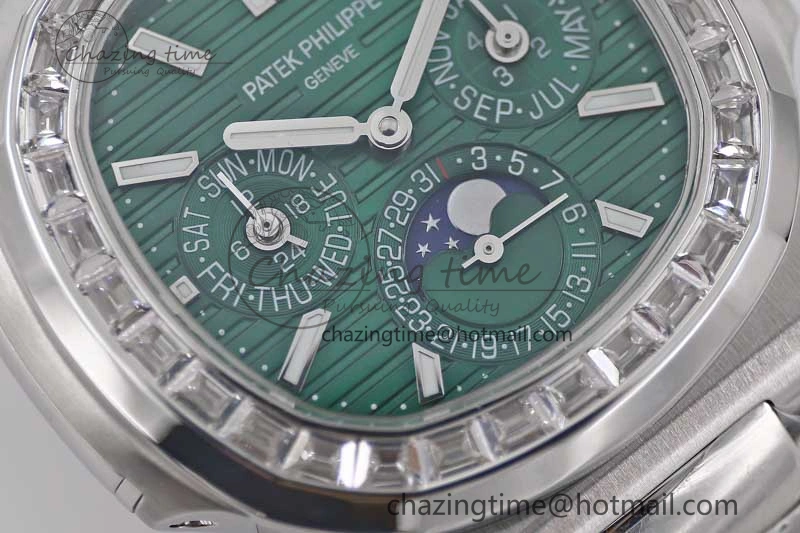 Nautilus 5740 SS GRF Best Edition Green Dial Diamonds Bezel on SS Bracelet A240