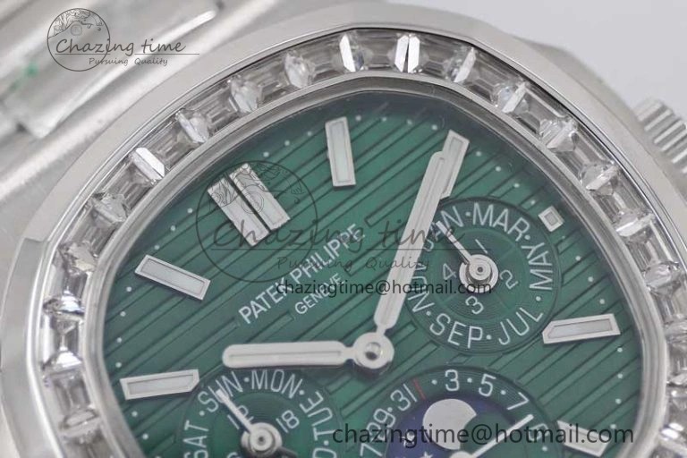 Nautilus 5740 SS GRF Best Edition Green Dial Diamonds Bezel on SS Bracelet A240