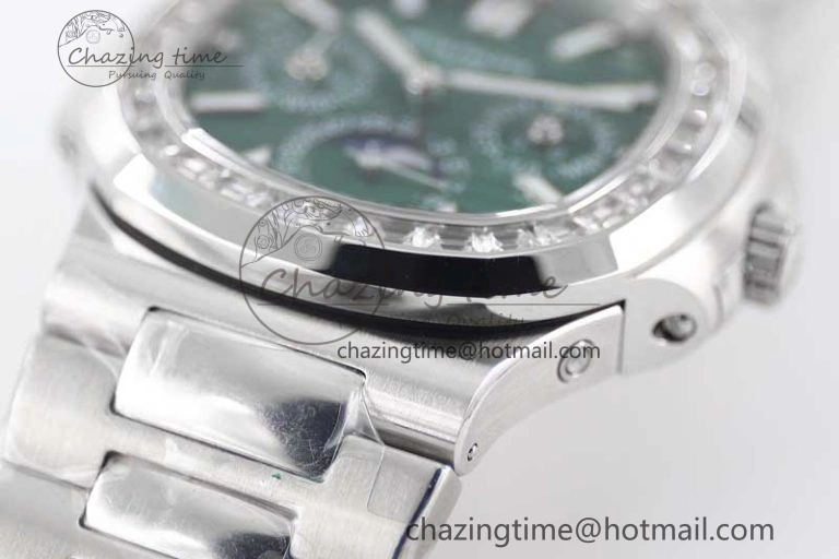 Nautilus 5740 SS GRF Best Edition Green Dial Diamonds Bezel on SS Bracelet A240