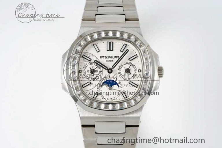 Nautilus 5740 SS GRF Best Edition White Dial Diamonds Bezel on SS Bracelet A240