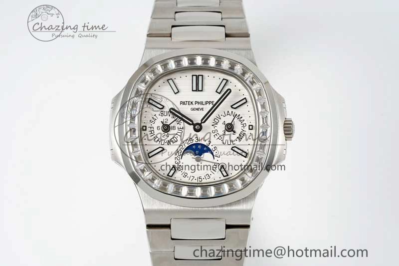 Nautilus 5740 SS GRF Best Edition White Dial Diamonds Bezel on SS Bracelet A240