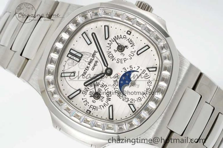 Nautilus 5740 SS GRF Best Edition White Dial Diamonds Bezel on SS Bracelet A240