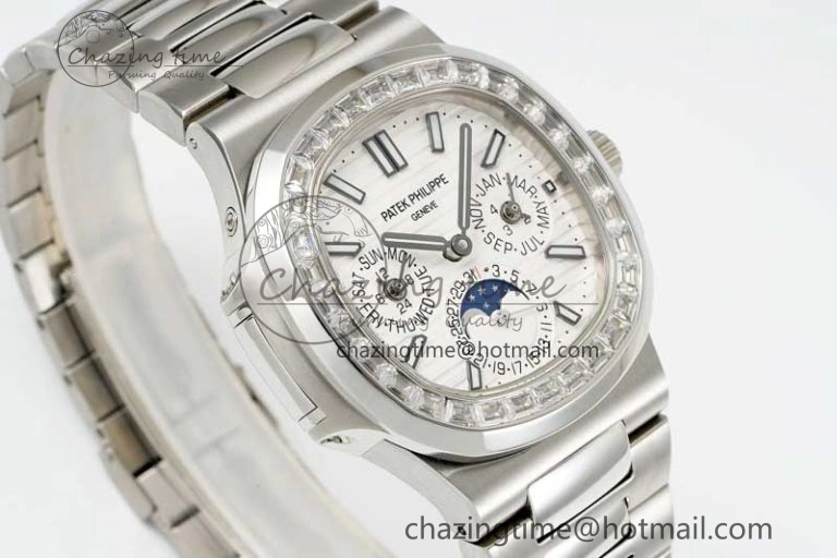 Nautilus 5740 SS GRF Best Edition White Dial Diamonds Bezel on SS Bracelet A240