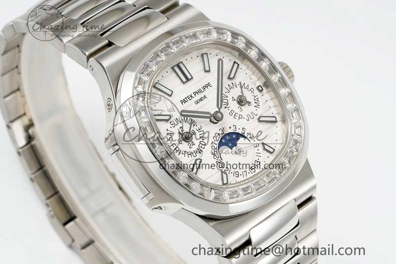 Nautilus 5740 SS GRF Best Edition White Dial Diamonds Bezel on SS Bracelet A240
