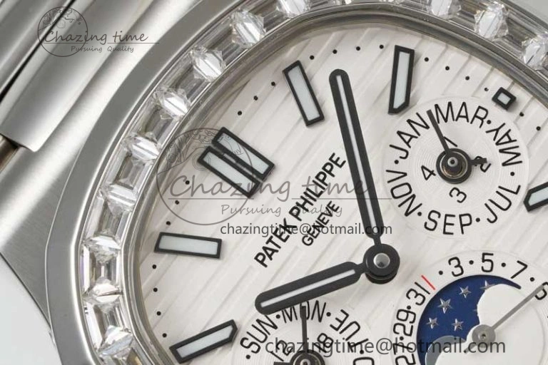 Nautilus 5740 SS GRF Best Edition White Dial Diamonds Bezel on SS Bracelet A240