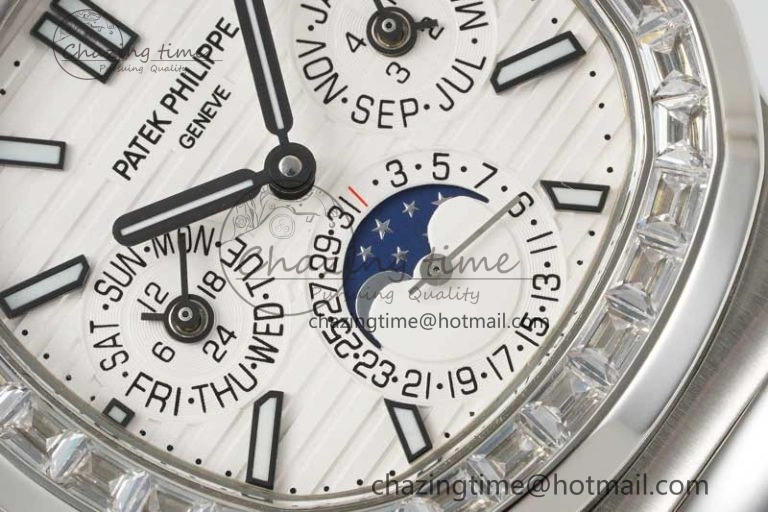 Nautilus 5740 SS GRF Best Edition White Dial Diamonds Bezel on SS Bracelet A240