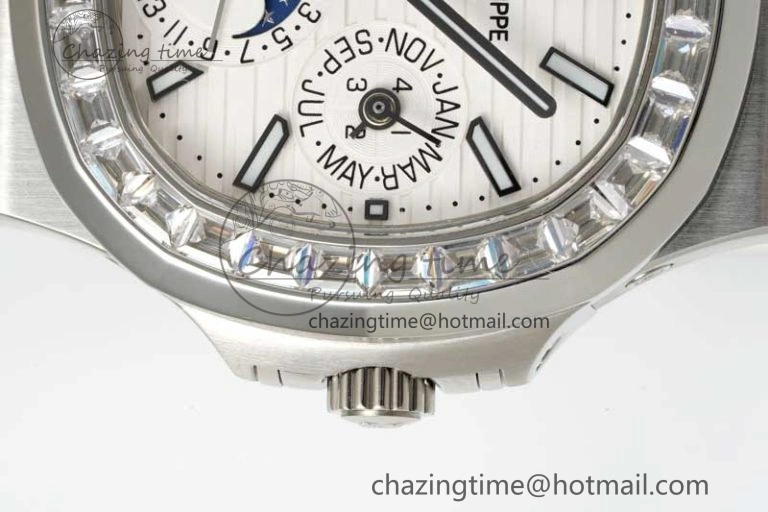 Nautilus 5740 SS GRF Best Edition White Dial Diamonds Bezel on SS Bracelet A240