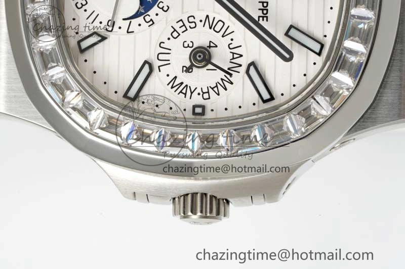 Nautilus 5740 SS GRF Best Edition White Dial Diamonds Bezel on SS Bracelet A240