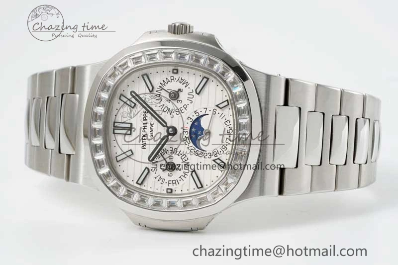 Nautilus 5740 SS GRF Best Edition White Dial Diamonds Bezel on SS Bracelet A240
