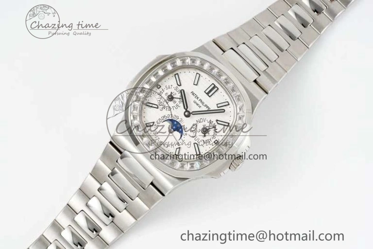 Nautilus 5740 SS GRF Best Edition White Dial Diamonds Bezel on SS Bracelet A240