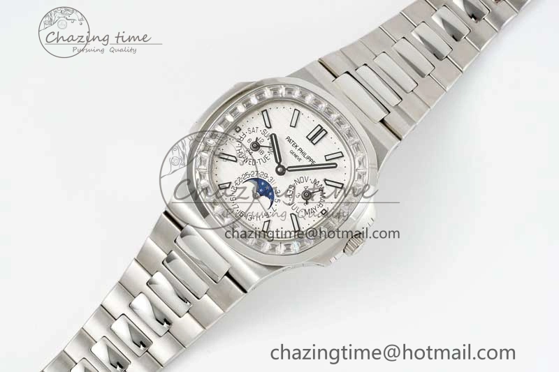 Nautilus 5740 SS GRF Best Edition White Dial Diamonds Bezel on SS Bracelet A240