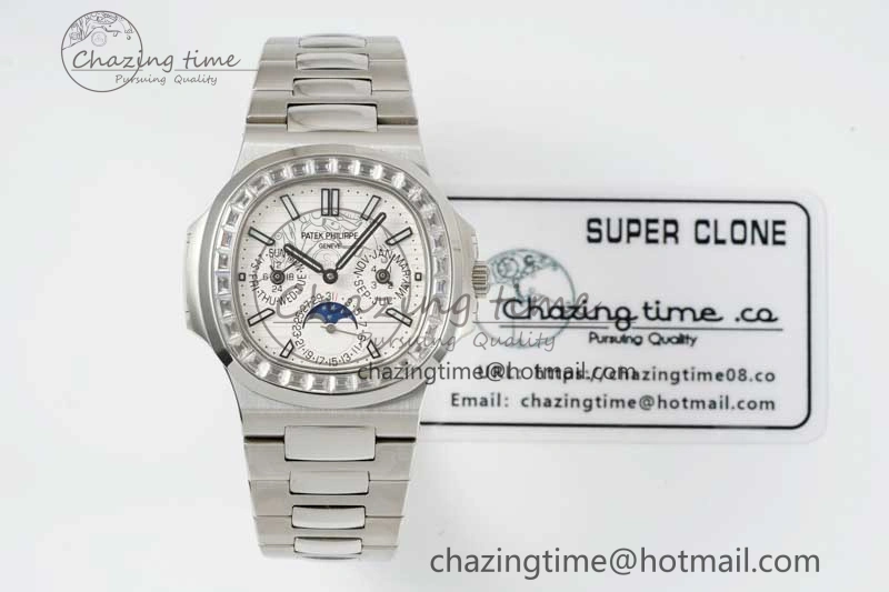 Nautilus 5740 SS GRF Best Edition White Dial Diamonds Bezel on SS Bracelet A240