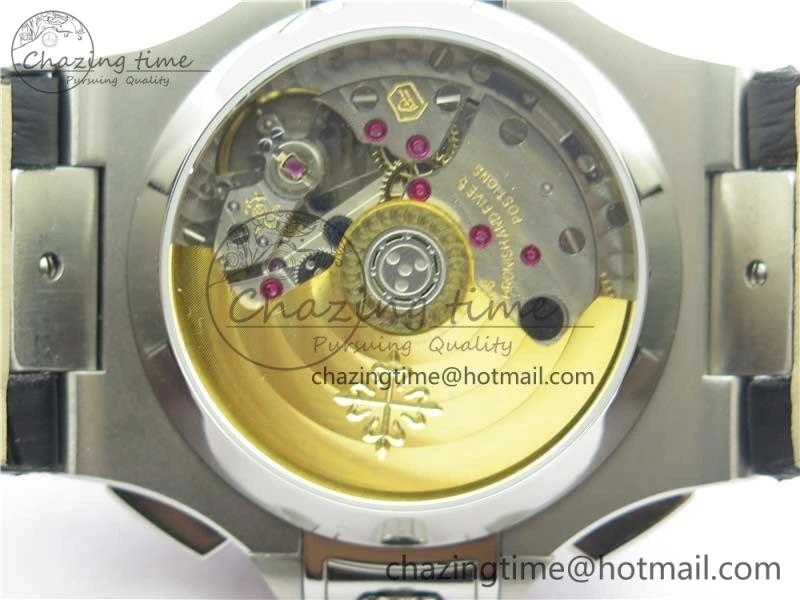 Nautilus 5980 SS 3KF Best Edition Blue Dial on Black Leather Strap A7750