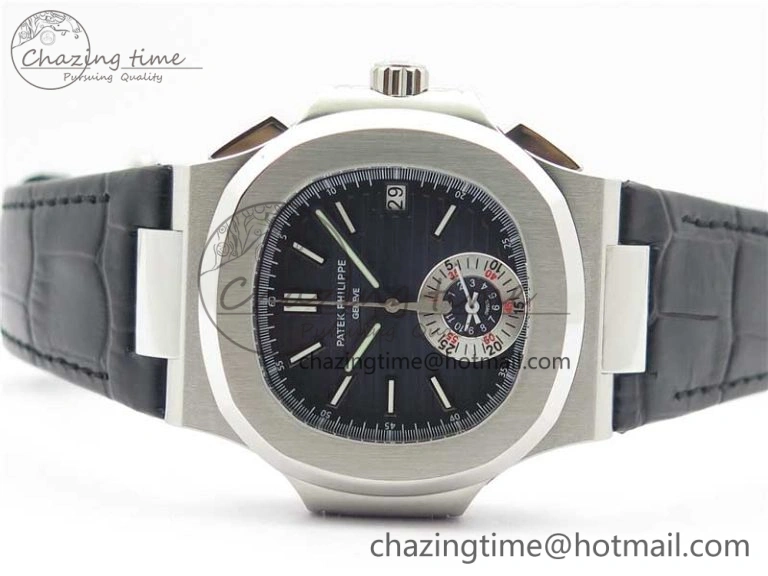 Nautilus 5980 SS 3KF Best Edition Blue Dial on Black Leather Strap A7750