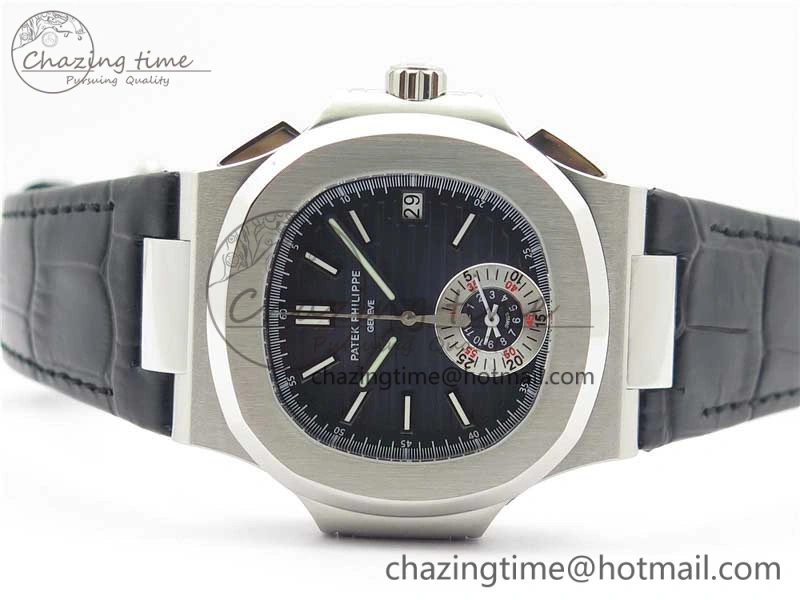 Nautilus 5980 SS 3KF Best Edition Blue Dial on Black Leather Strap A7750