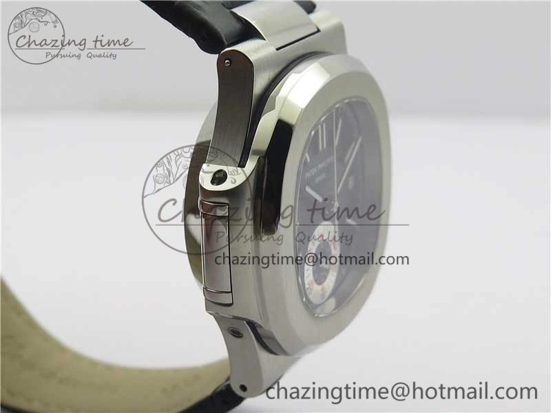 Nautilus 5980 SS 3KF Best Edition Blue Dial on Black Leather Strap A7750