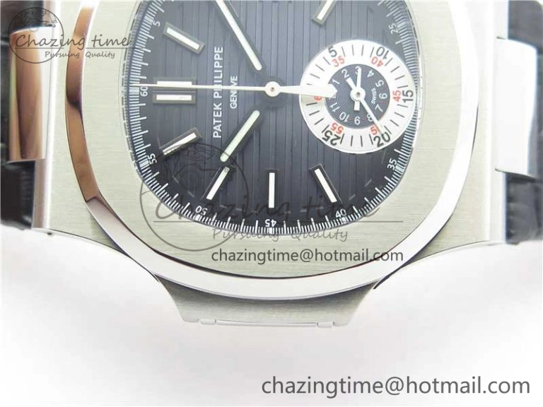 Nautilus 5980 SS 3KF Best Edition Blue Dial on Black Leather Strap A7750