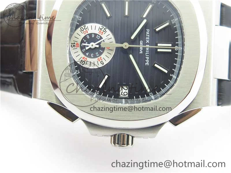 Nautilus 5980 SS 3KF Best Edition Blue Dial on Black Leather Strap A7750