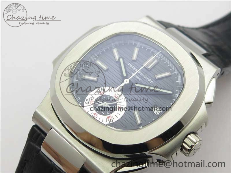 Nautilus 5980 SS 3KF Best Edition Blue Dial on Black Leather Strap A7750