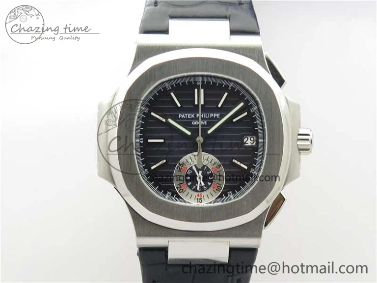 Nautilus 5980 SS 3KF Best Edition Blue Dial on Black Leather Strap A7750