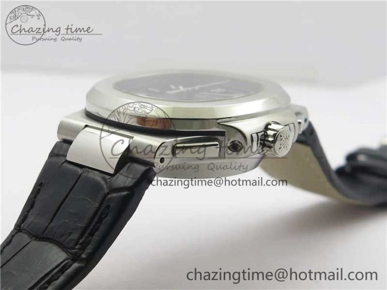 Nautilus 5980 SS 3KF Best Edition Blue Dial on Black Leather Strap A7750
