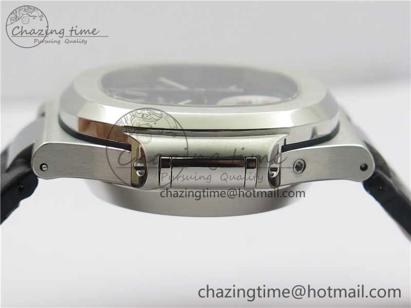 Nautilus 5980 SS 3KF Best Edition Blue Dial on Black Leather Strap A7750