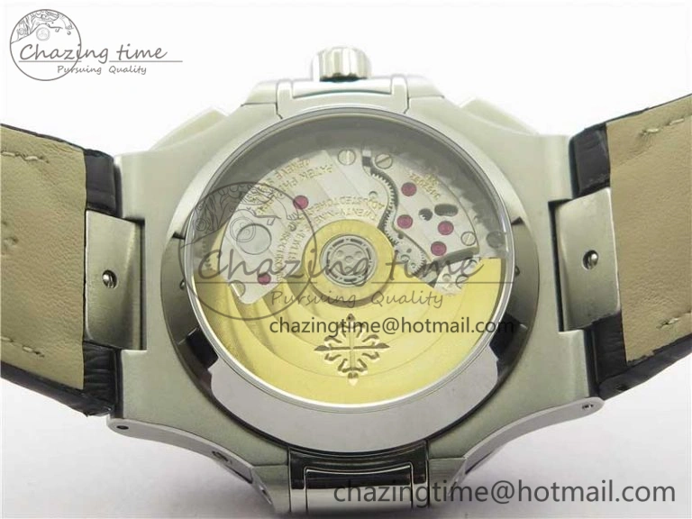 Nautilus 5980 SS 3KF Best Edition White Dial on Black Leather Strap A7750
