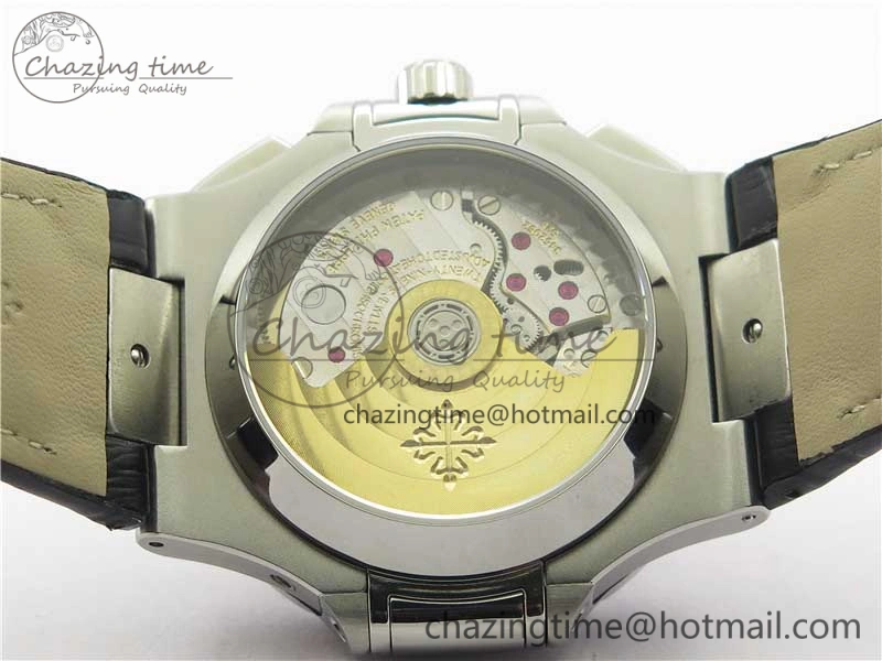 Nautilus 5980 SS 3KF Best Edition White Dial on Black Leather Strap A7750