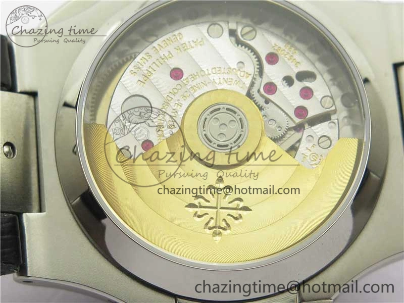 Nautilus 5980 SS 3KF Best Edition White Dial on Black Leather Strap A7750