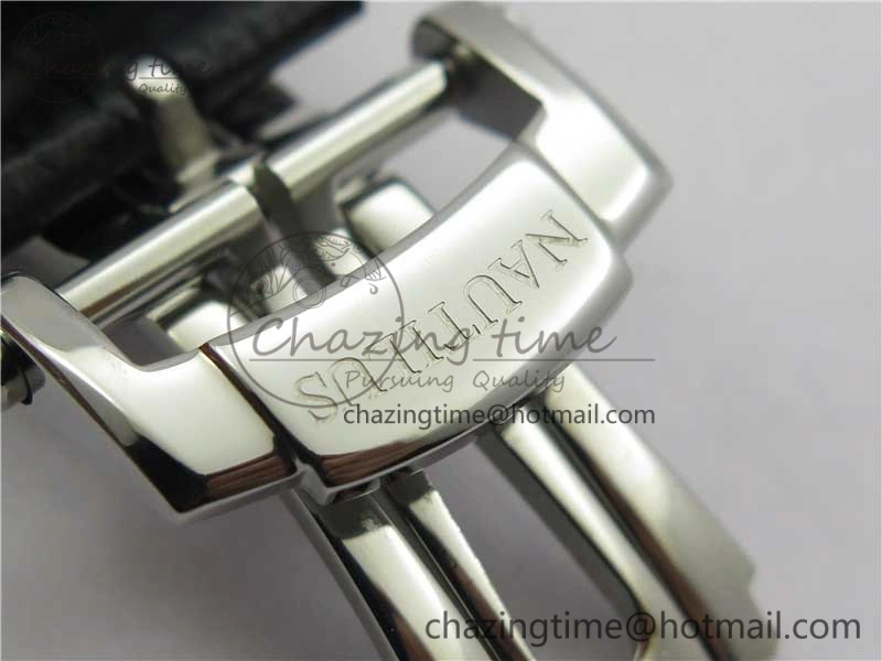 Nautilus 5980 SS 3KF Best Edition White Dial on Black Leather Strap A7750