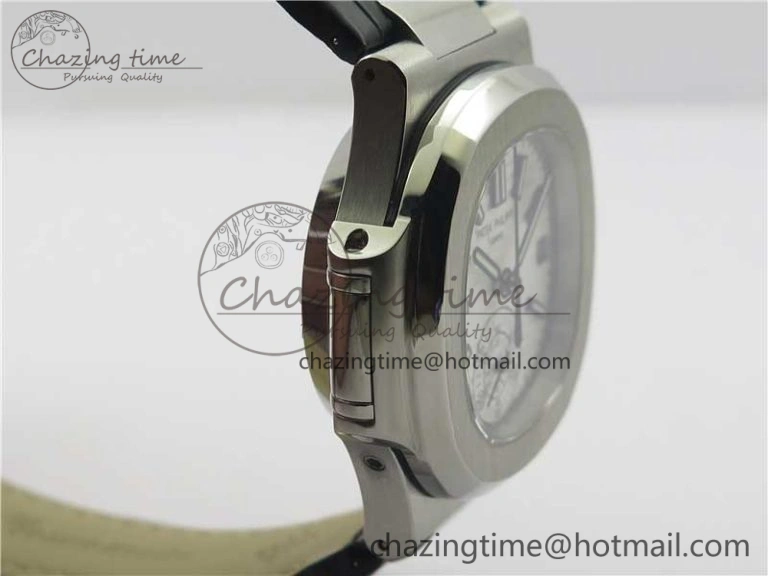 Nautilus 5980 SS 3KF Best Edition White Dial on Black Leather Strap A7750