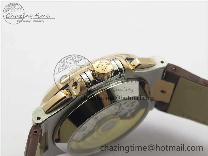 Nautilus 5980 SS RG 3KF Best Edition Blue Dial on Brown Leather Strap A7750