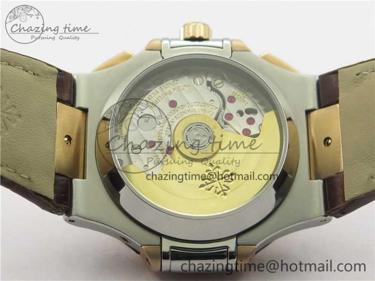 Nautilus 5980 SS RG 3KF Best Edition Blue Dial on Brown Leather Strap A7750
