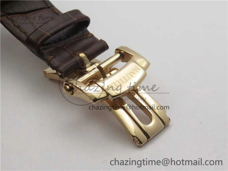Nautilus 5980 SS RG 3KF Best Edition Blue Dial on Brown Leather Strap A7750
