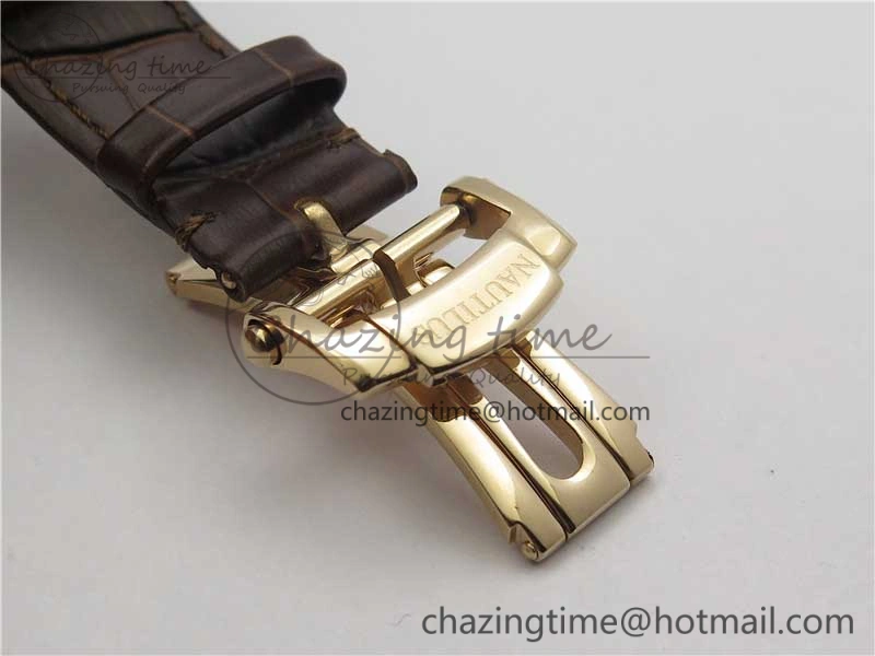 Nautilus 5980 SS RG 3KF Best Edition Blue Dial on Brown Leather Strap A7750
