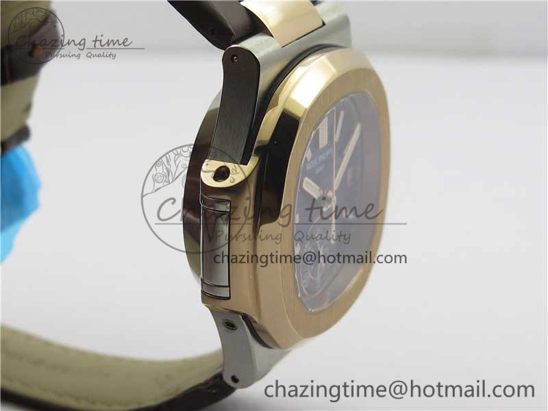 Nautilus 5980 SS RG 3KF Best Edition Blue Dial on Brown Leather Strap A7750